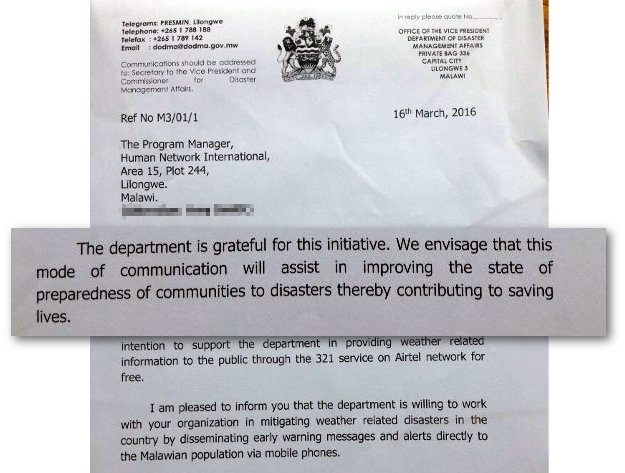 Malawi Disaster Management Affairs Letter